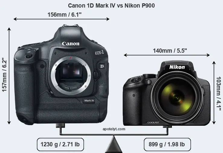 Size Canon 1D Mark IV vs Nikon P900
