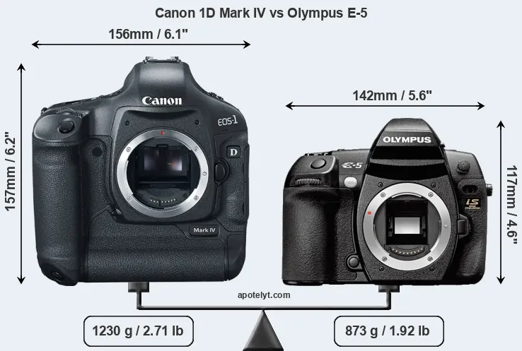 Size Canon 1D Mark IV vs Olympus E-5