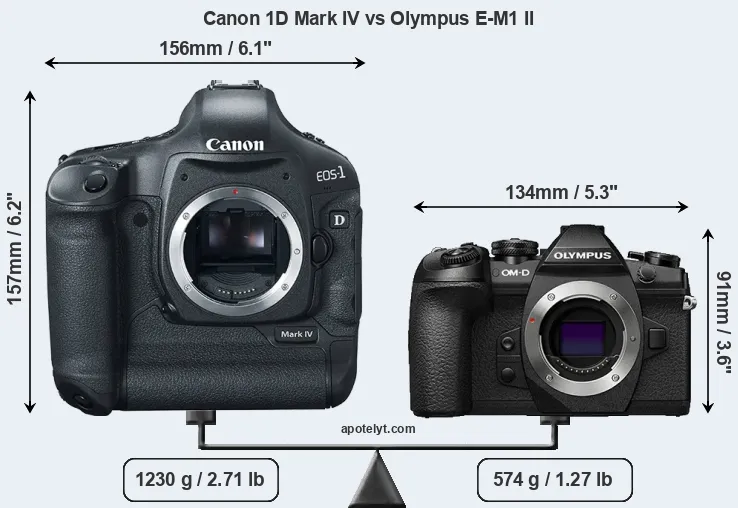 Size Canon 1D Mark IV vs Olympus E-M1 II