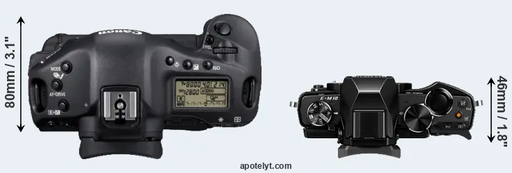 Compare 1D Mark IV versus E-M10 top