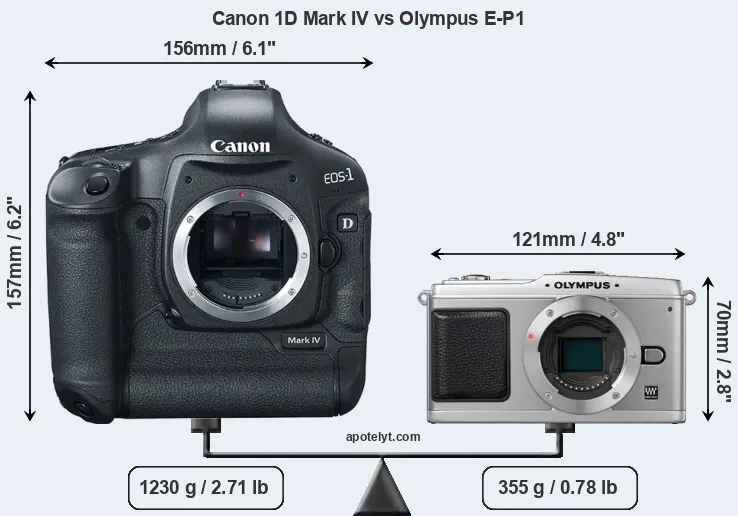 Size Canon 1D Mark IV vs Olympus E-P1
