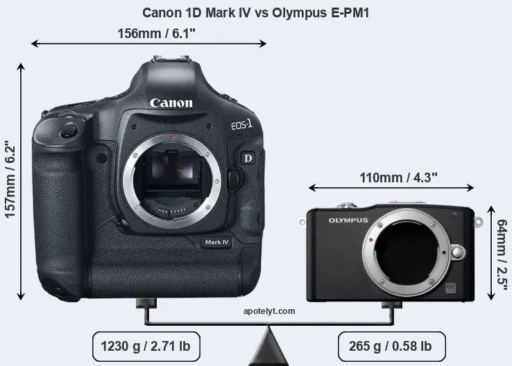Size Canon 1D Mark IV vs Olympus E-PM1