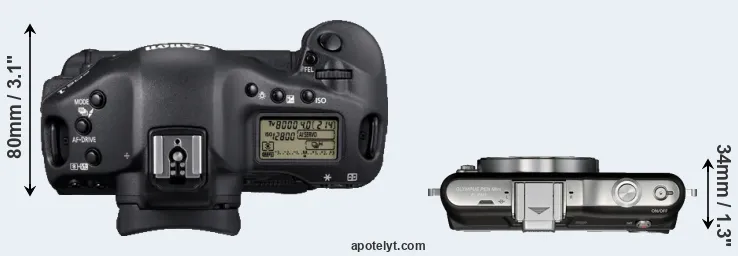 Compare 1D Mark IV versus E-PM1 top
