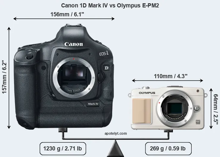 Size Canon 1D Mark IV vs Olympus E-PM2