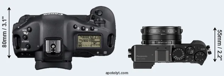 Compare 1D Mark IV versus LX100 top