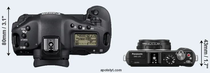 Compare 1D Mark IV versus LX5 top