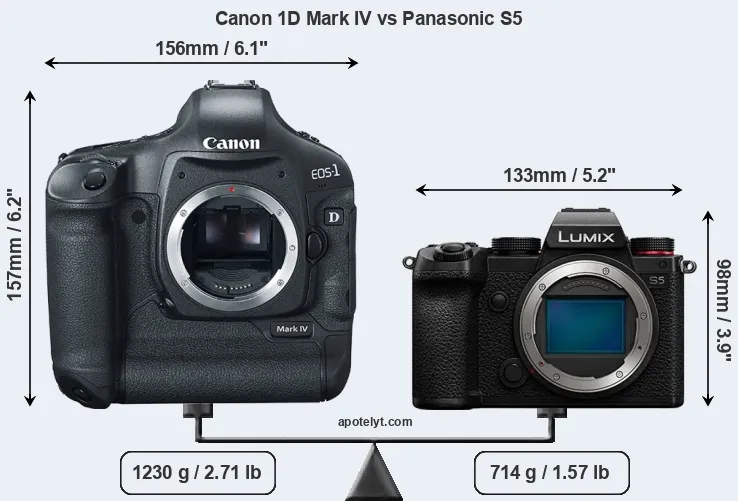 Size Canon 1D Mark IV vs Panasonic S5