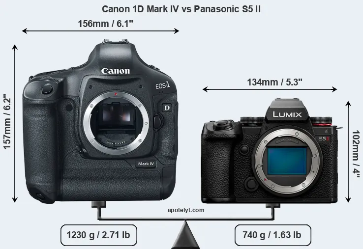 Size Canon 1D Mark IV vs Panasonic S5 II