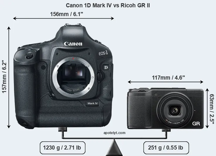 Size Canon 1D Mark IV vs Ricoh GR II