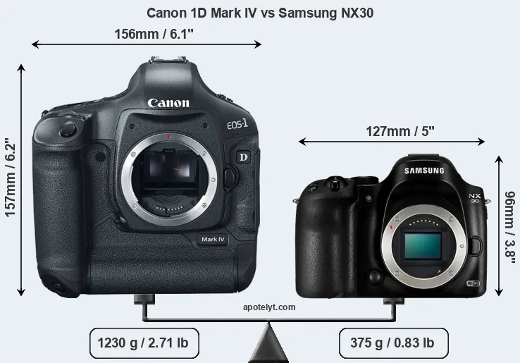 Size Canon 1D Mark IV vs Samsung NX30