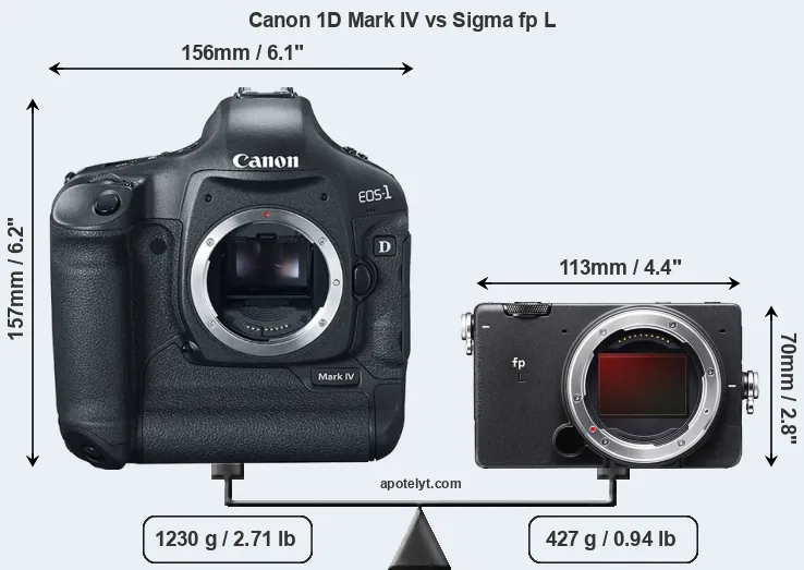 Size Canon 1D Mark IV vs Sigma fp L