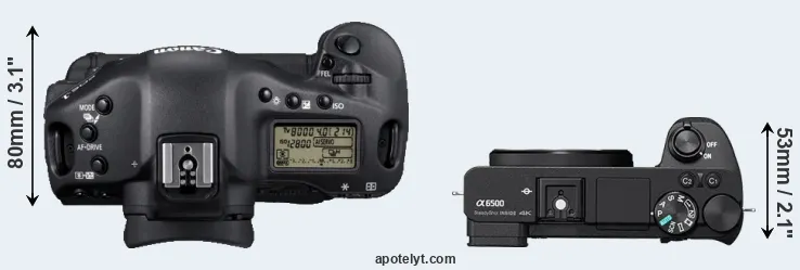 Compare 1D Mark IV versus A6500 top