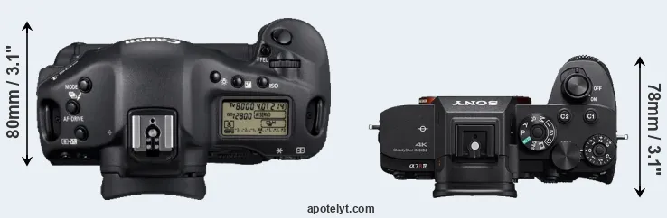 Compare 1D Mark IV versus A7R IV top