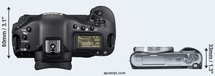 Compare 1D Mark IV versus NEX-C3 top