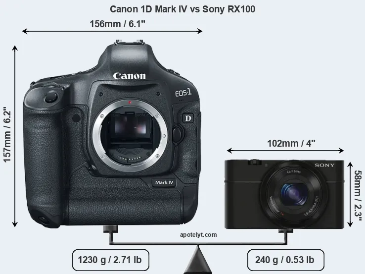 Size Canon 1D Mark IV vs Sony RX100