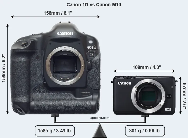 Size Canon 1D vs Canon M10