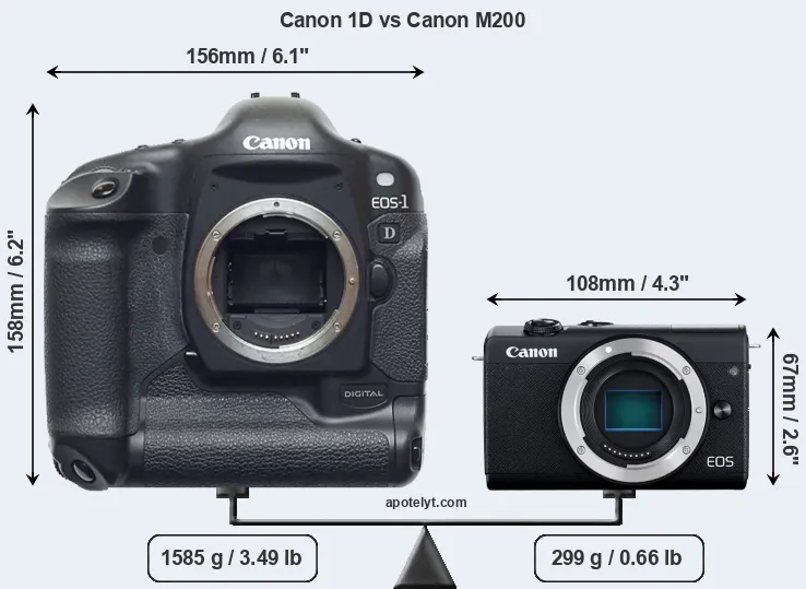 Size Canon 1D vs Canon M200