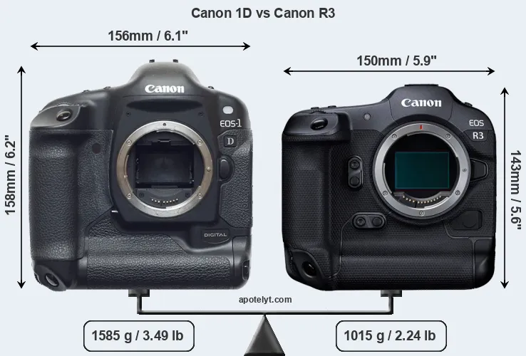 Size Canon 1D vs Canon R3