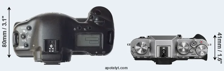 Compare 1D versus X-T10 top