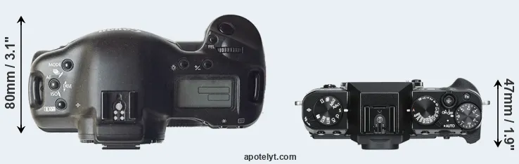 Compare 1D versus X-T30 top