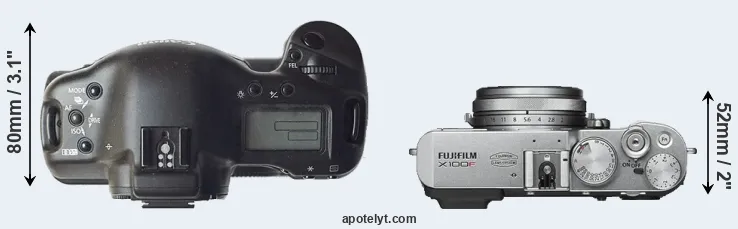 Compare 1D versus X100F top