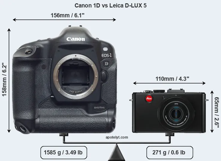Size Canon 1D vs Leica D-LUX 5