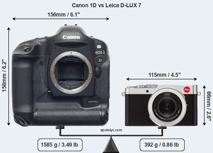 Size Canon 1D vs Leica D-LUX 7