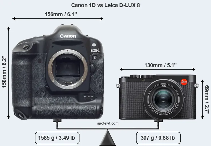 Size Canon 1D vs Leica D-LUX 8