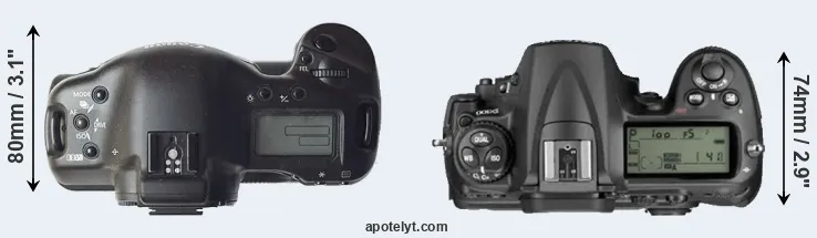 Compare 1D versus D300 top