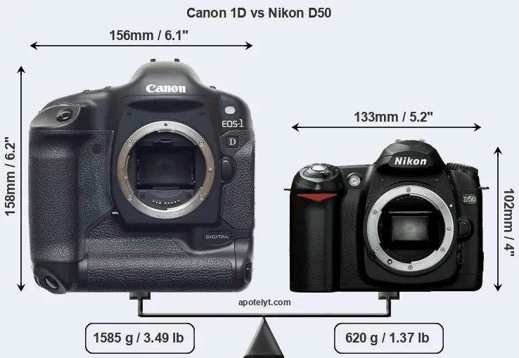 Size Canon 1D vs Nikon D50
