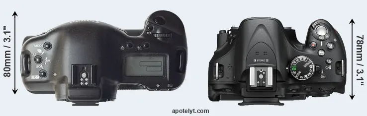 Compare 1D versus D5200 top