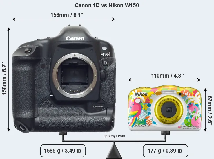 Size Canon 1D vs Nikon W150