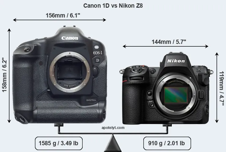 Size Canon 1D vs Nikon Z8