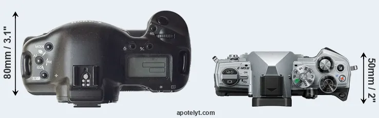 Compare 1D versus E-M5 III top