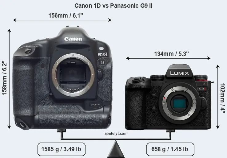 Size Canon 1D vs Panasonic G9 II