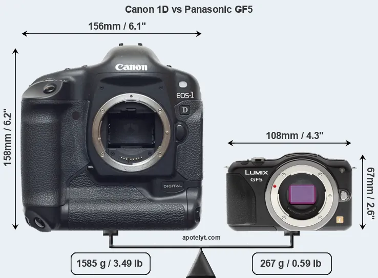 Size Canon 1D vs Panasonic GF5