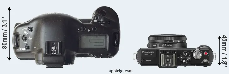 Compare 1D versus LX7 top