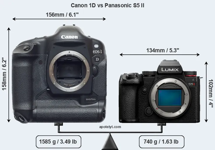 Size Canon 1D vs Panasonic S5 II