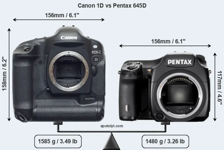 Size Canon 1D vs Pentax 645D