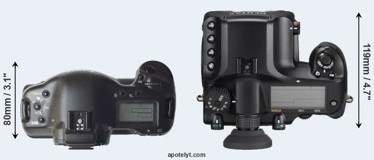 Compare 1D versus 645D top
