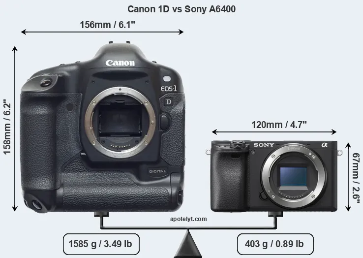 Size Canon 1D vs Sony A6400