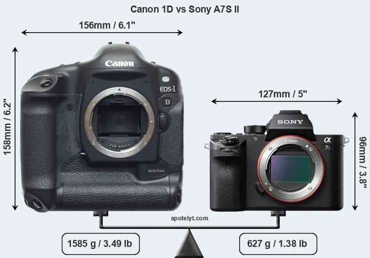 Size Canon 1D vs Sony A7S II