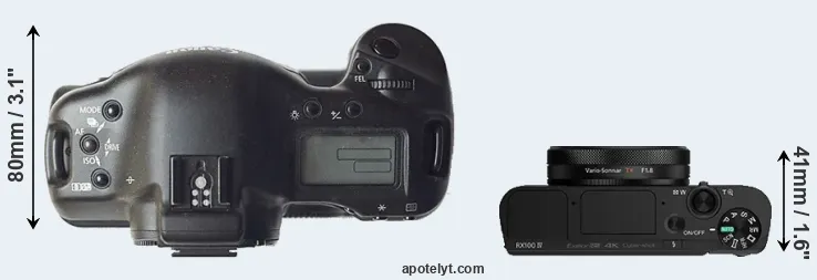 Compare 1D versus RX100 IV top