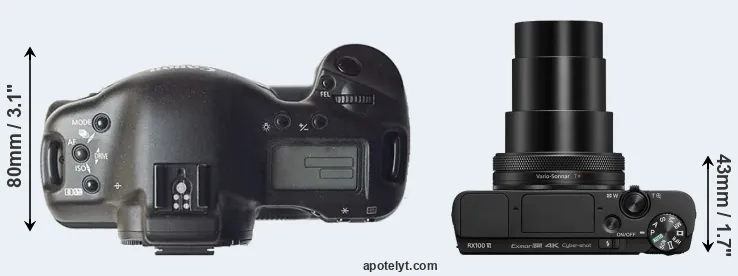 Compare 1D versus RX100 VI top