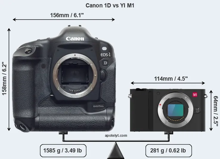 Size Canon 1D vs YI M1
