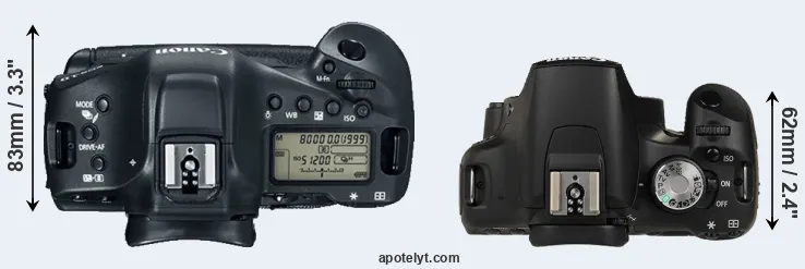 Compare 1DX Mark II versus 500D top