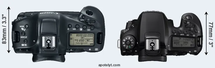 Compare 1DX Mark II versus 90D top