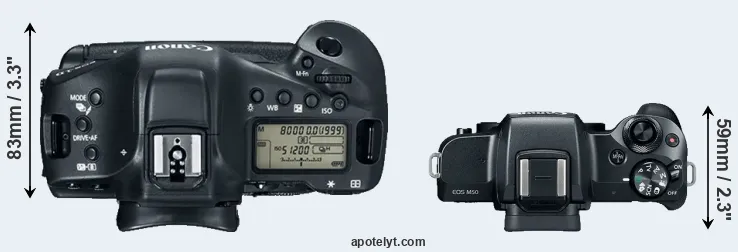 Compare 1DX Mark II versus M50 top