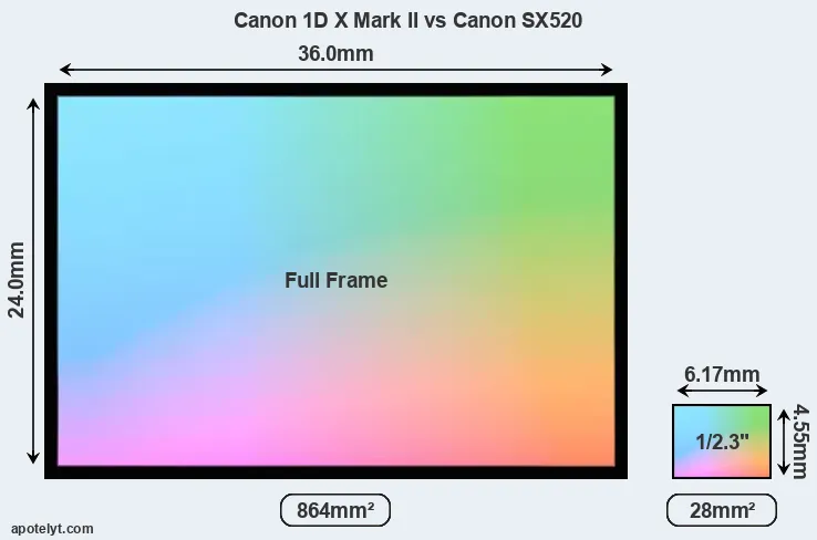 Canon 1D X Mark II and Canon SX520 sensor measures