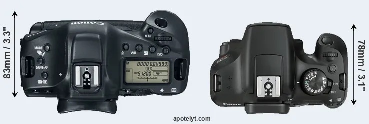 Compare 1DX Mark II versus T6 top